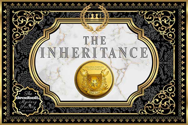 The Inheritance game cover with ornate gold border and center shield